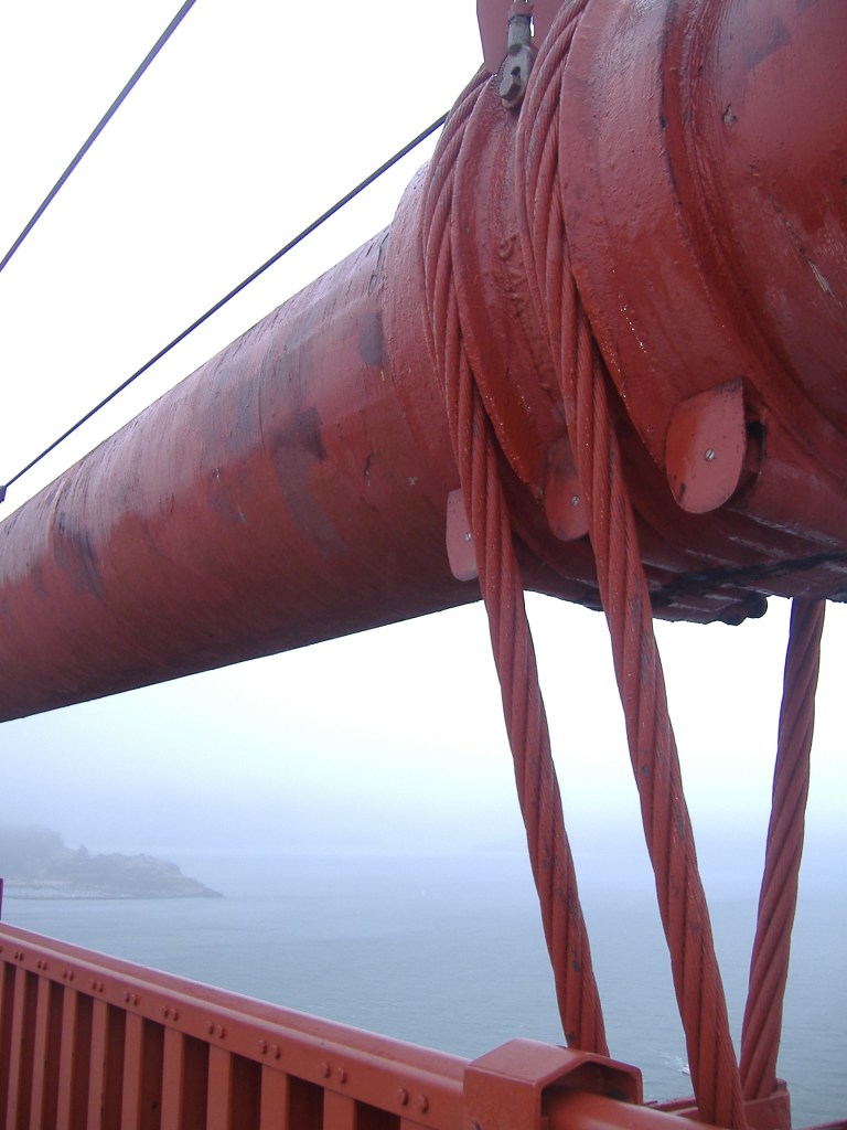 Close up of cable supporting the Golden Gate Bridge