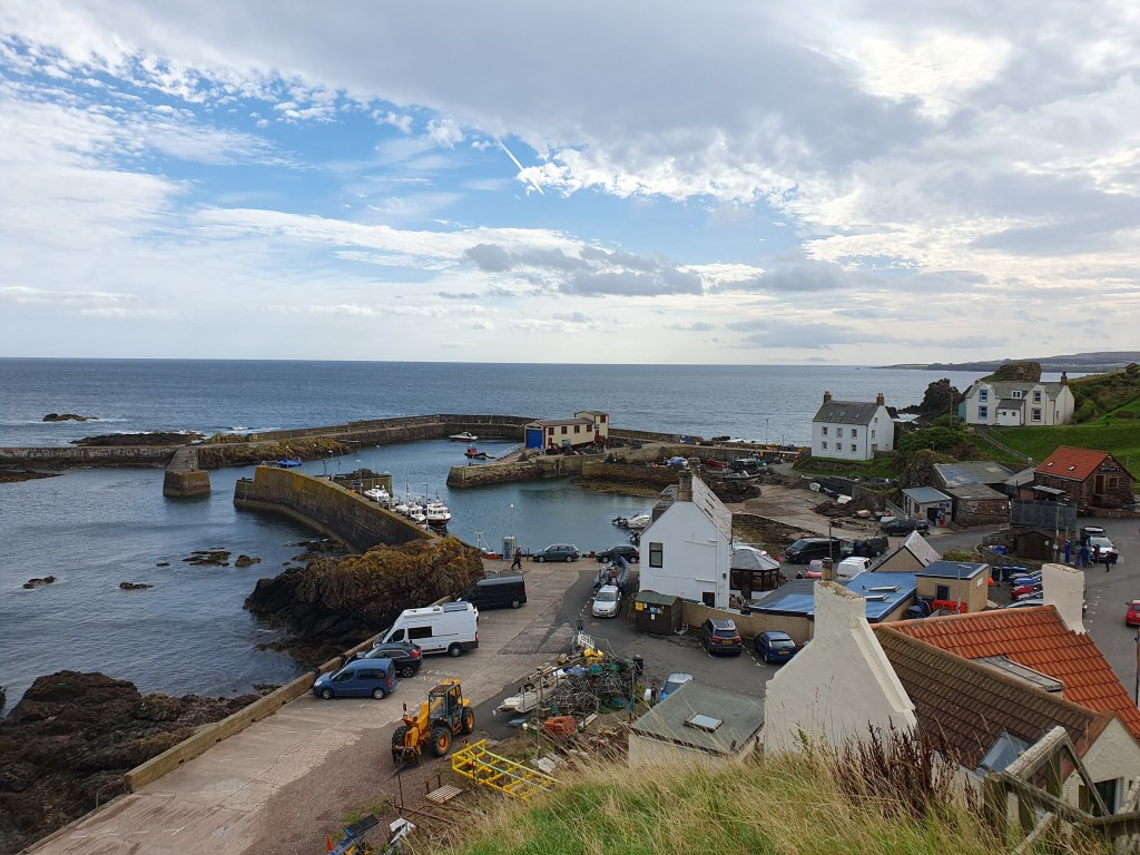 View of St Abbs harbour, looking out to sea