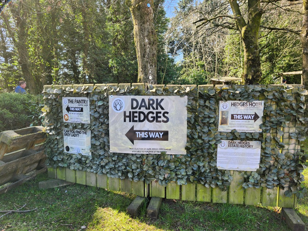 Lots of signs directing you to features at 'The Dark Hedges'