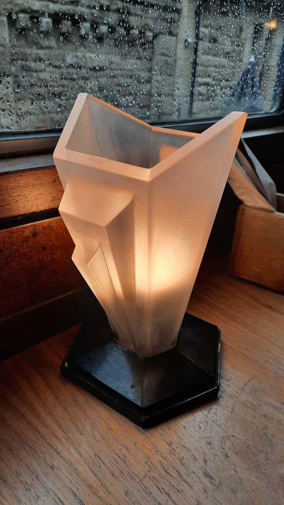 A frosted art deco lamp